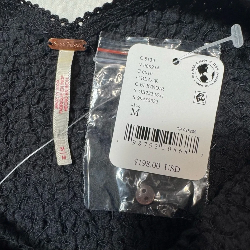 NWT New Free People Seaside Black Bodysuit Size M